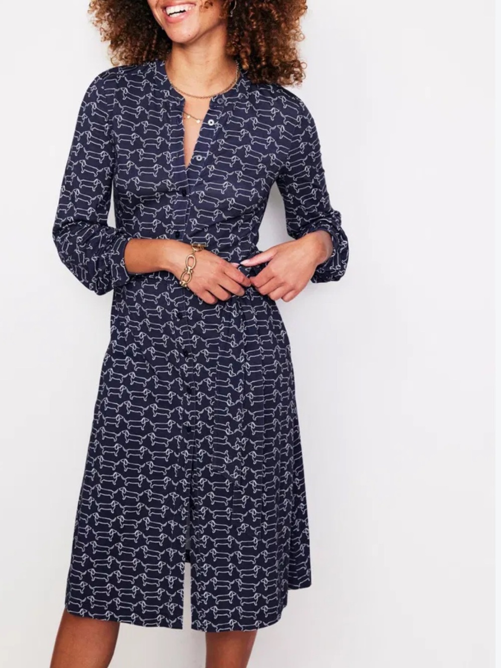 Boden Julia Dachshund Jersey Shirt Dress
